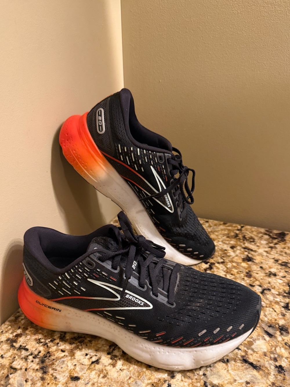 Brooks Women's Black and Orange Gradient Glyercin Running Shoes